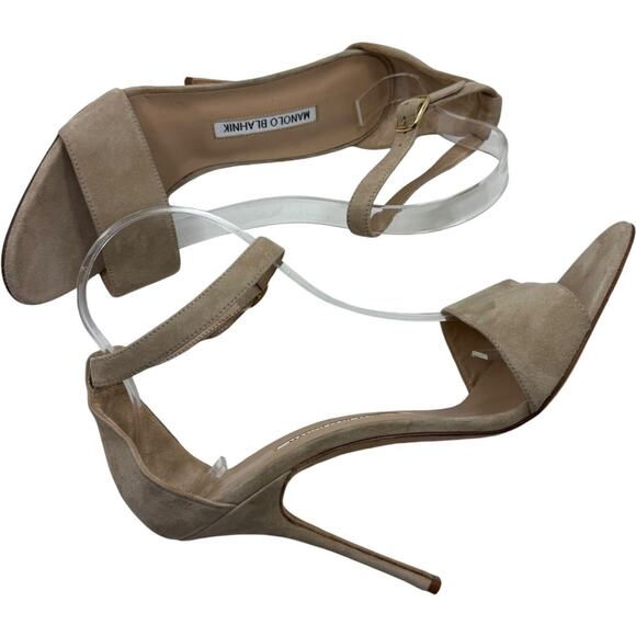 Manolo Blahnik Tres Ankle Strap Sandals In Nude Size 40 - Picture 12 of 15